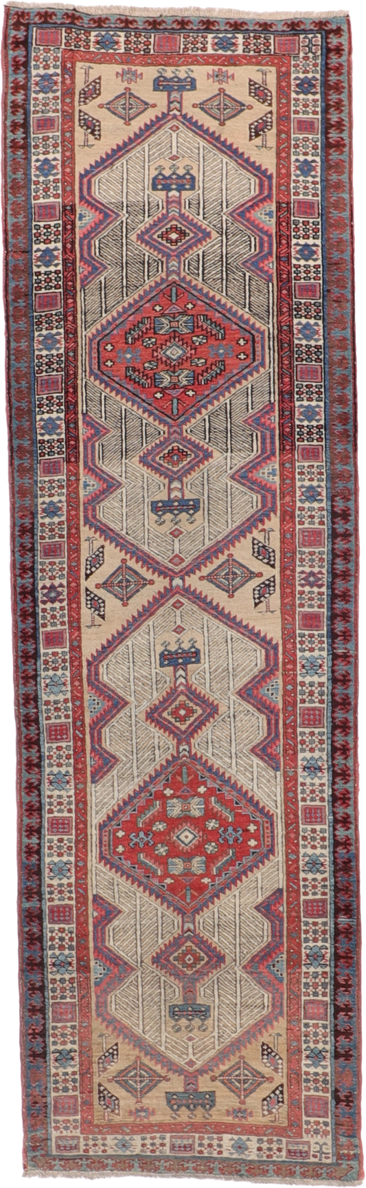 W 3 L 10.2 Sarab Antique Runner 100% Wool Hand-Woven Geometric Design - 55241