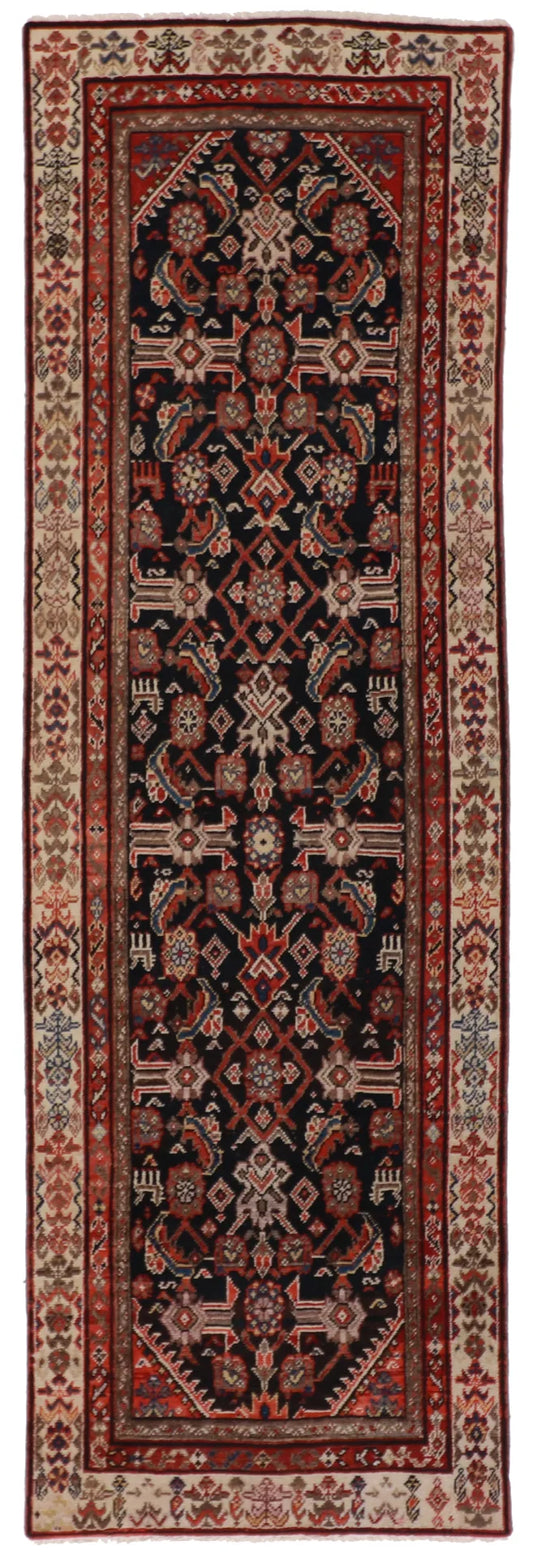 2.11 x 9 - Malayer Wool Geometric Rectangle - Finest Hand-Knotted Quality Wool — 55242