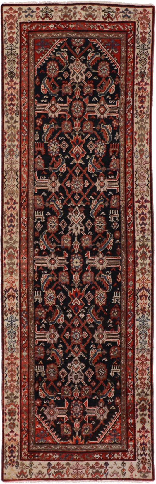 W 2.11 L 9 Malayer Antique Runner 100% Wool Hand-Woven All-Over Design - 55242