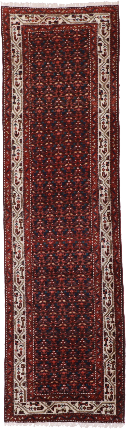 W 3 L 10.6 Malayer Antique Runner 100% Wool Hand-Woven All-Over Design - 55259