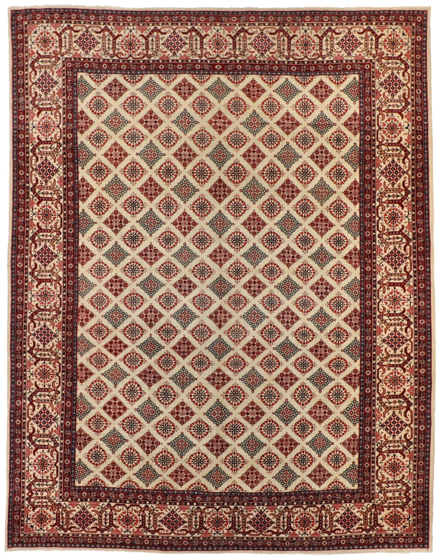 W 9.10 - L 12.7 - Sarouk Fine/Wool All Over Rectangle - Finest Hand-Knotted Quality Wool - 55266