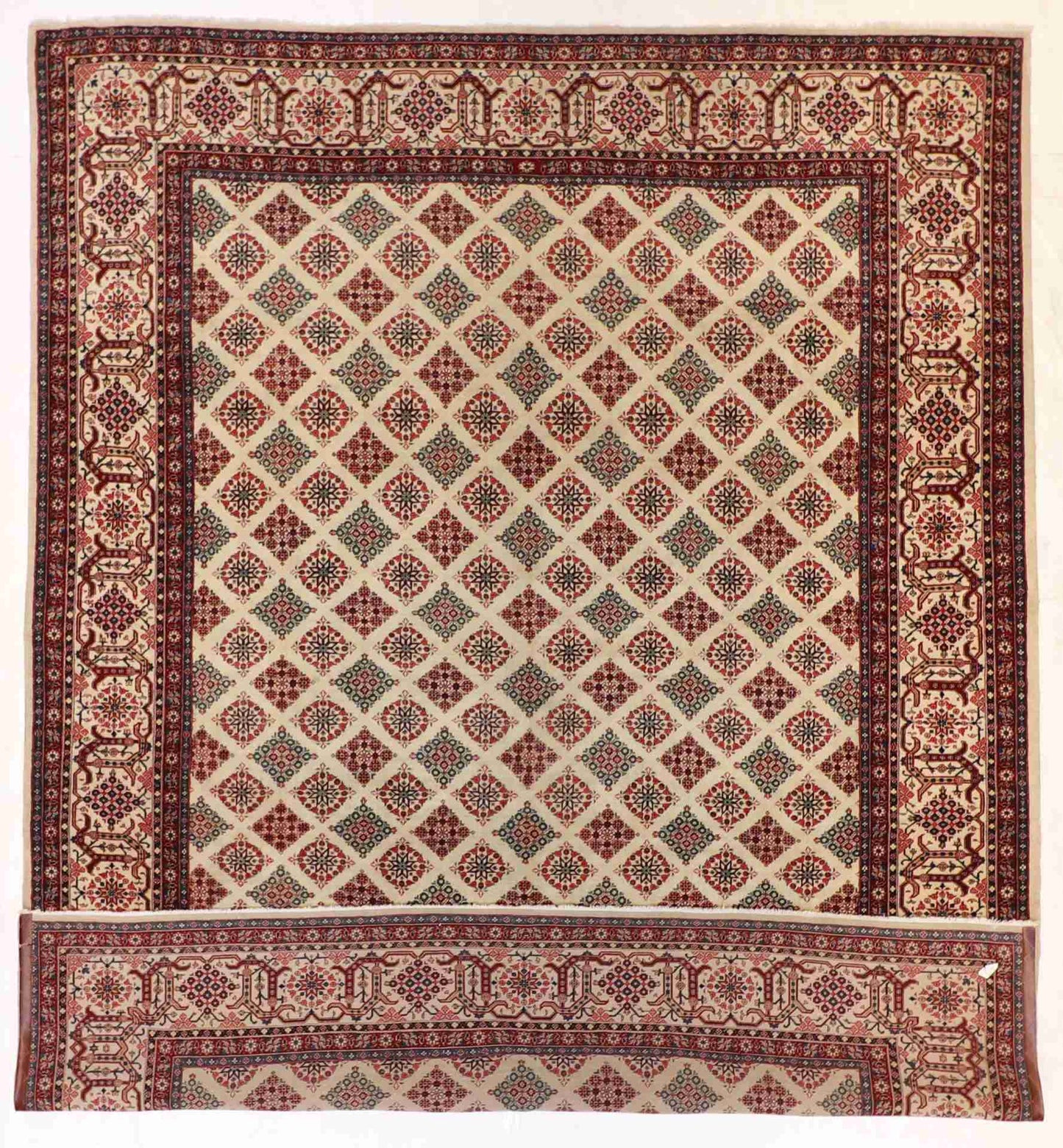 W 9.10 - L 12.7 - Sarouk Fine/Wool All Over Rectangle - Finest Hand-Knotted Quality Wool - 55266