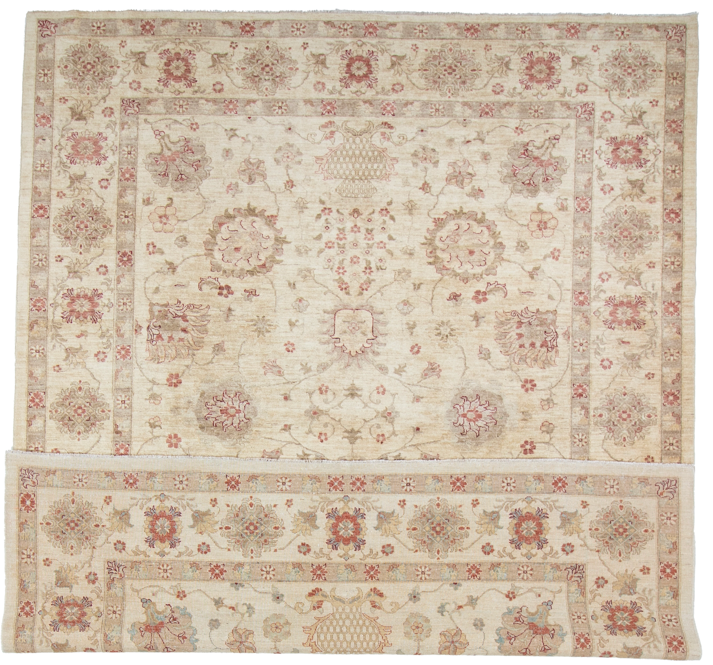 W 9.2 L 11.8 Zanjan 100% Wool Hand-Woven All-Over Design - 55279