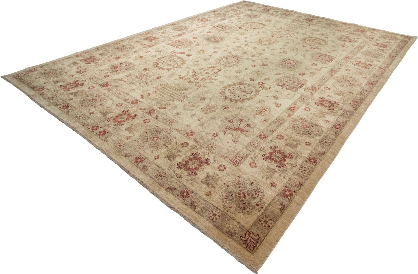W 9.2 L 11.8 Zanjan 100% Wool Hand-Woven All-Over Design - 55279