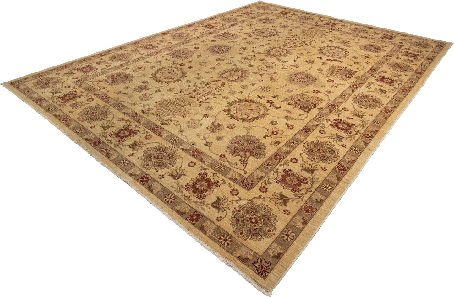 W 9.2 L 11.8 Zanjan 100% Wool Hand-Woven All-Over Design - 55279