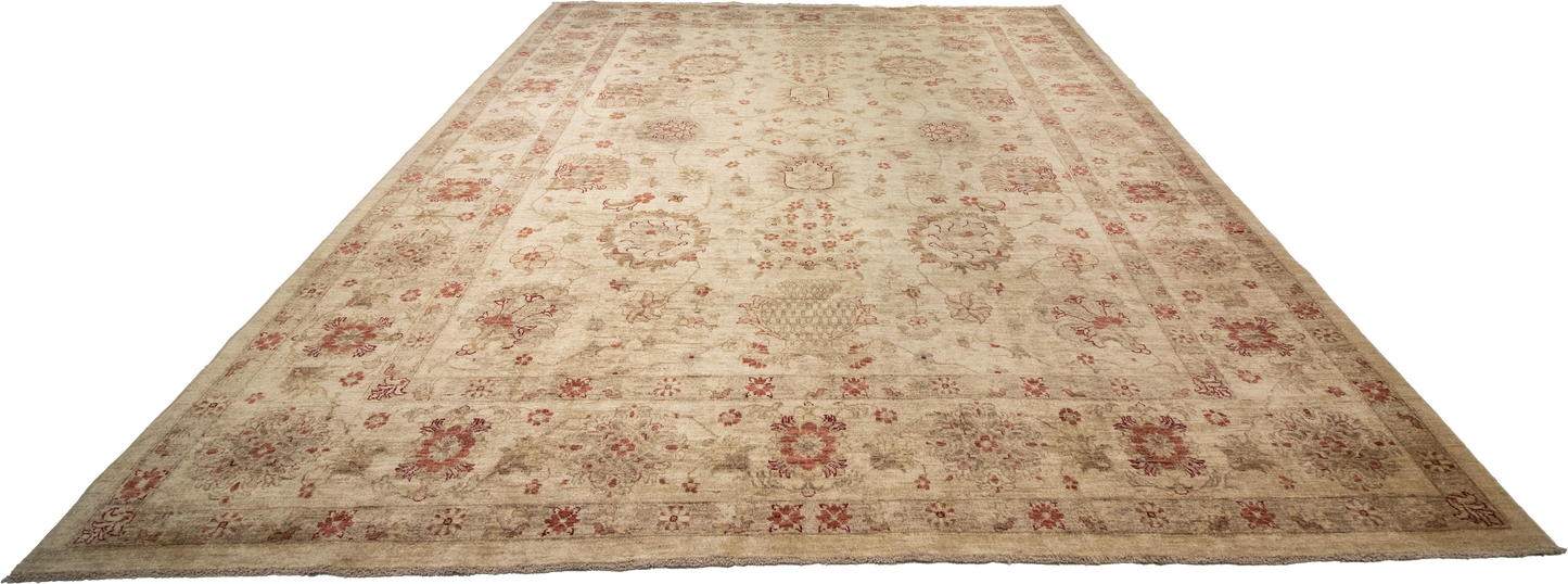W 9.2 L 11.8 Zanjan 100% Wool Hand-Woven All-Over Design - 55279
