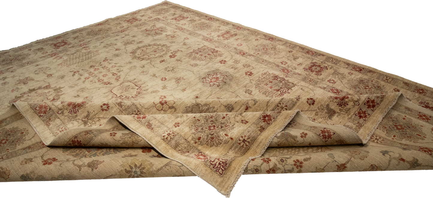 W 9.2 L 11.8 Zanjan 100% Wool Hand-Woven All-Over Design - 55279