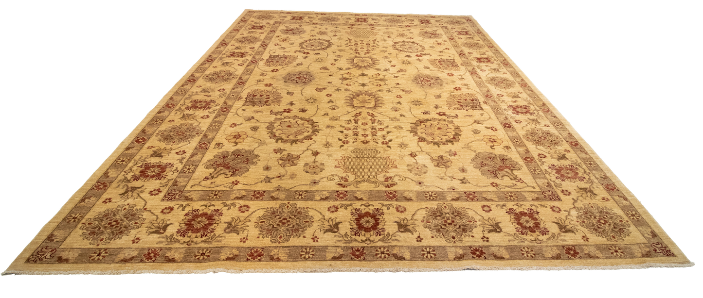 W 9.2 L 11.8 Zanjan 100% Wool Hand-Woven All-Over Design - 55279