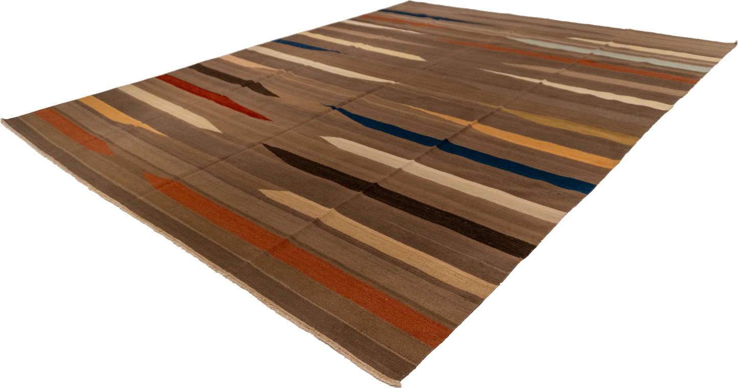 W 9.7 - L 12.9 - Kilim Fine All Over Rectangle - Finest Hand-Made Quality Wool - 55292