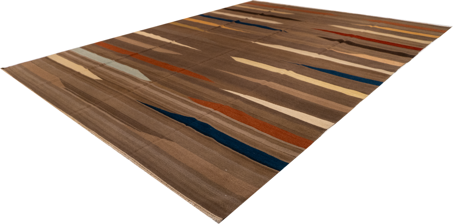 W 9.7 - L 12.9 - Kilim Fine All Over Rectangle - Finest Hand-Made Quality Wool - 55292