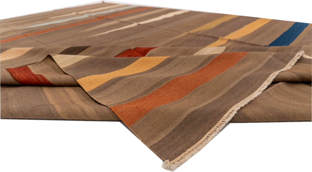 W 9.7 - L 12.9 - Kilim Fine All Over Rectangle - Finest Hand-Made Quality Wool - 55292