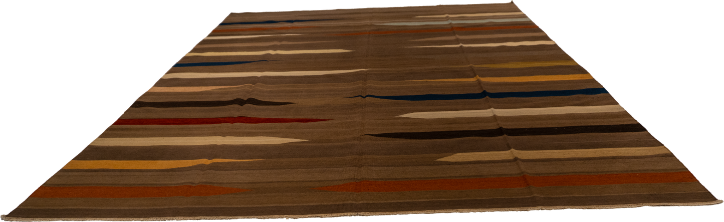 W 9.7 - L 12.9 - Kilim Fine All Over Rectangle - Finest Hand-Made Quality Wool - 55292
