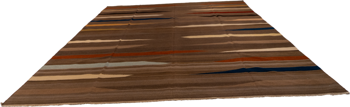 W 9.7 - L 12.9 - Kilim Fine All Over Rectangle - Finest Hand-Made Quality Wool - 55292