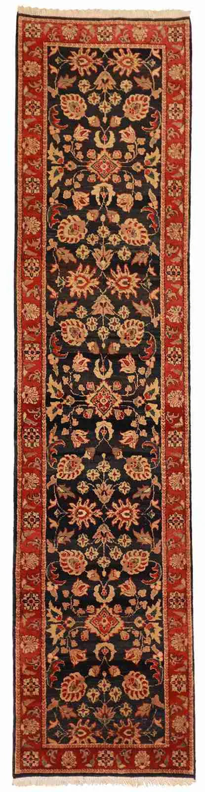 W 2.11 L 12.3 Mahal Runner 100% Wool Hand-Woven All-Over Design - 55394