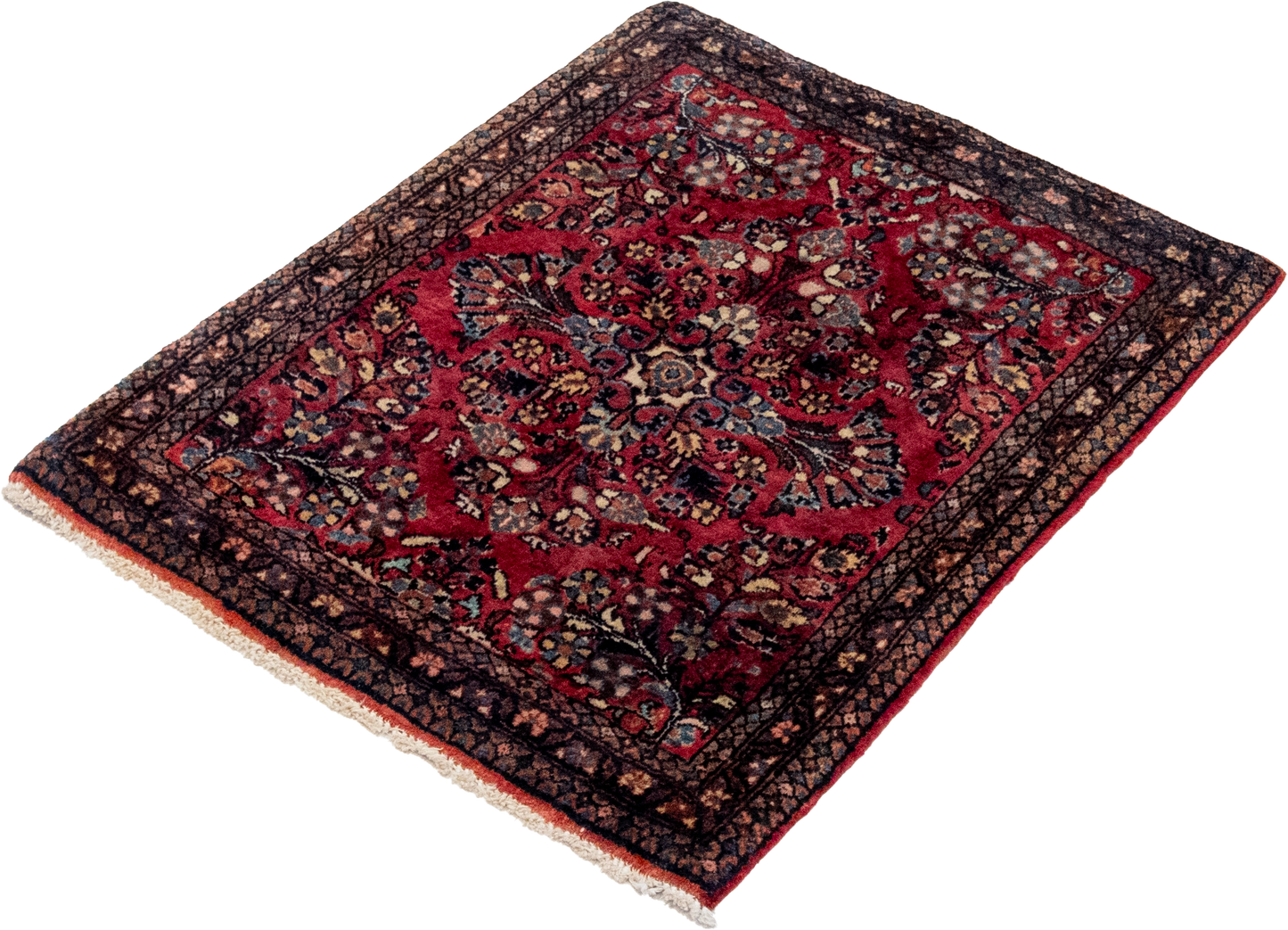 W 1.11 L 2.9 Sarouk Antique 100% Wool Hand-Woven All-Over Design - 55405