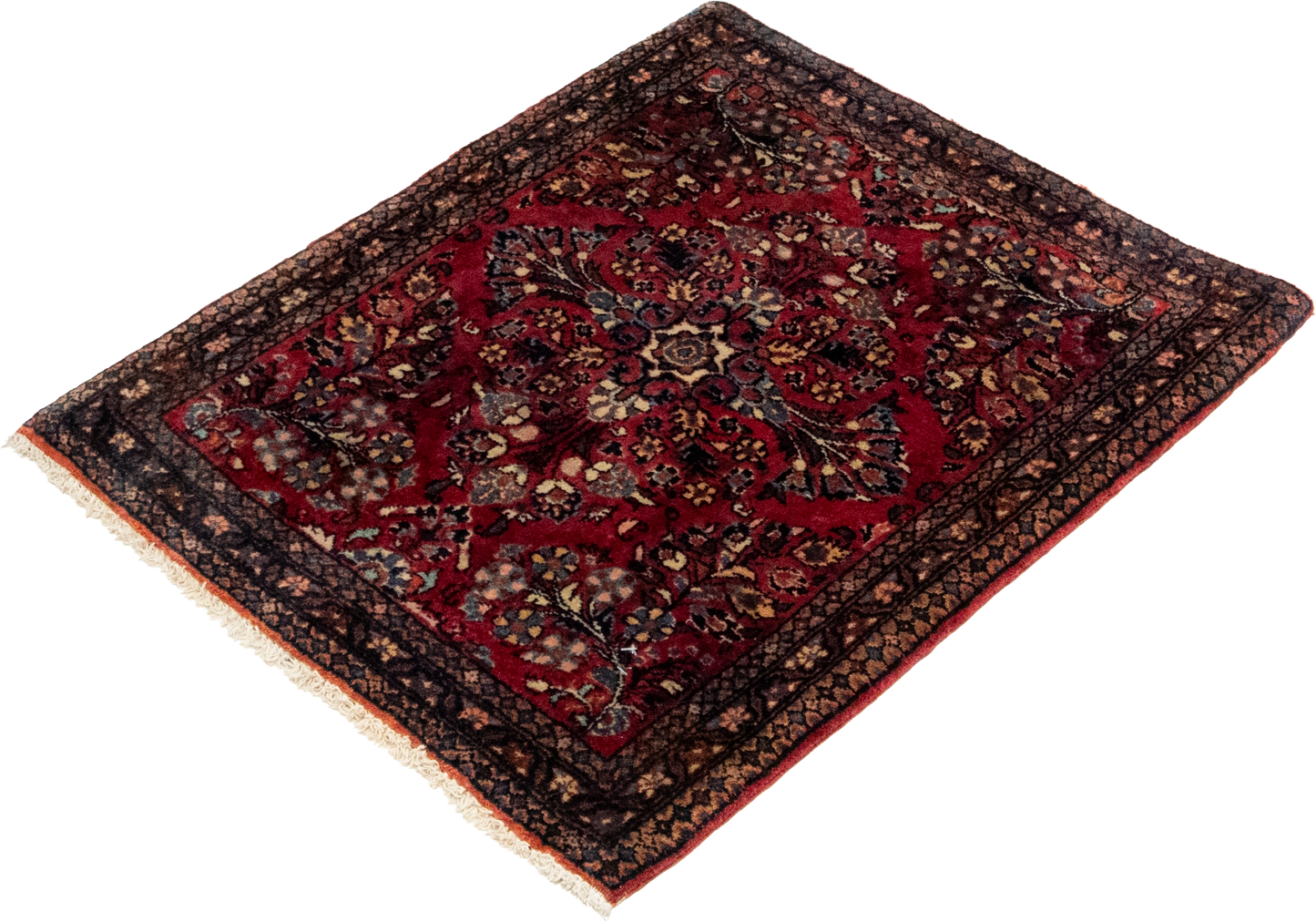 W 1.11 L 2.9 Sarouk Antique 100% Wool Hand-Woven All-Over Design - 55405