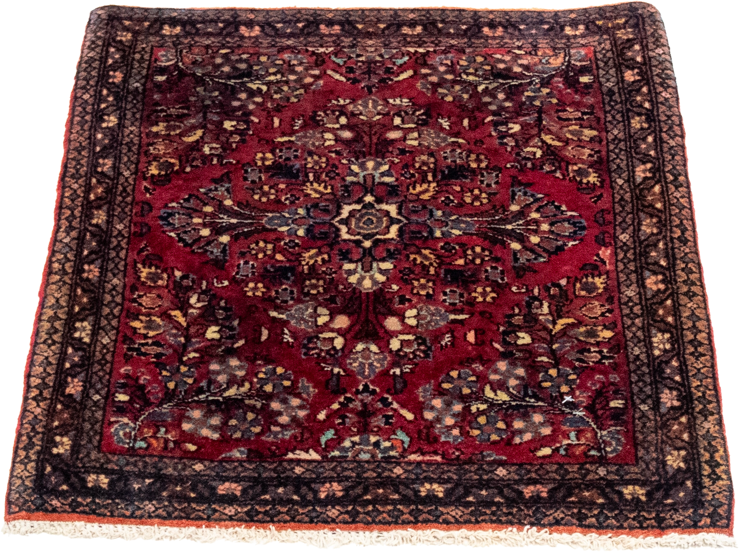W 1.11 L 2.9 Sarouk Antique 100% Wool Hand-Woven All-Over Design - 55405