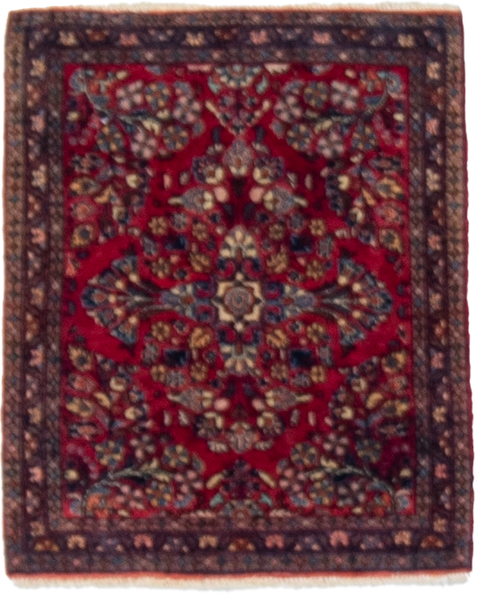 W 1.11 L 2.9 Sarouk Antique 100% Wool Hand-Woven All-Over Design - 55405