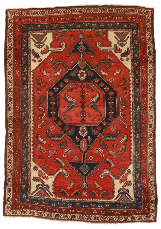 4.6 x 6.5 - Kurdish Wool Traditional Rectangle - Finest Hand-Knotted Quality Wool — 55420