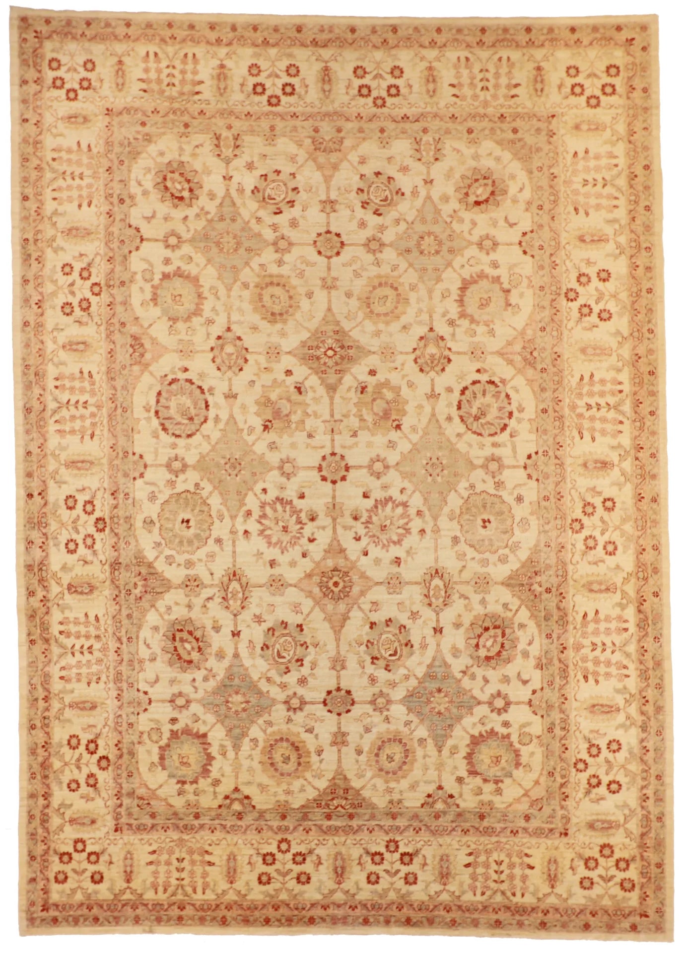 10 x 14.1 - Oushak Fine/Wool All Over Rectangle - Finest Hand-Knotted Quality Wool — 55442