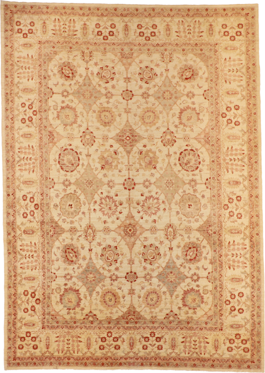 W 10 L 14.1 Oushak 100% Wool Hand-Woven All-Over Design - 55442