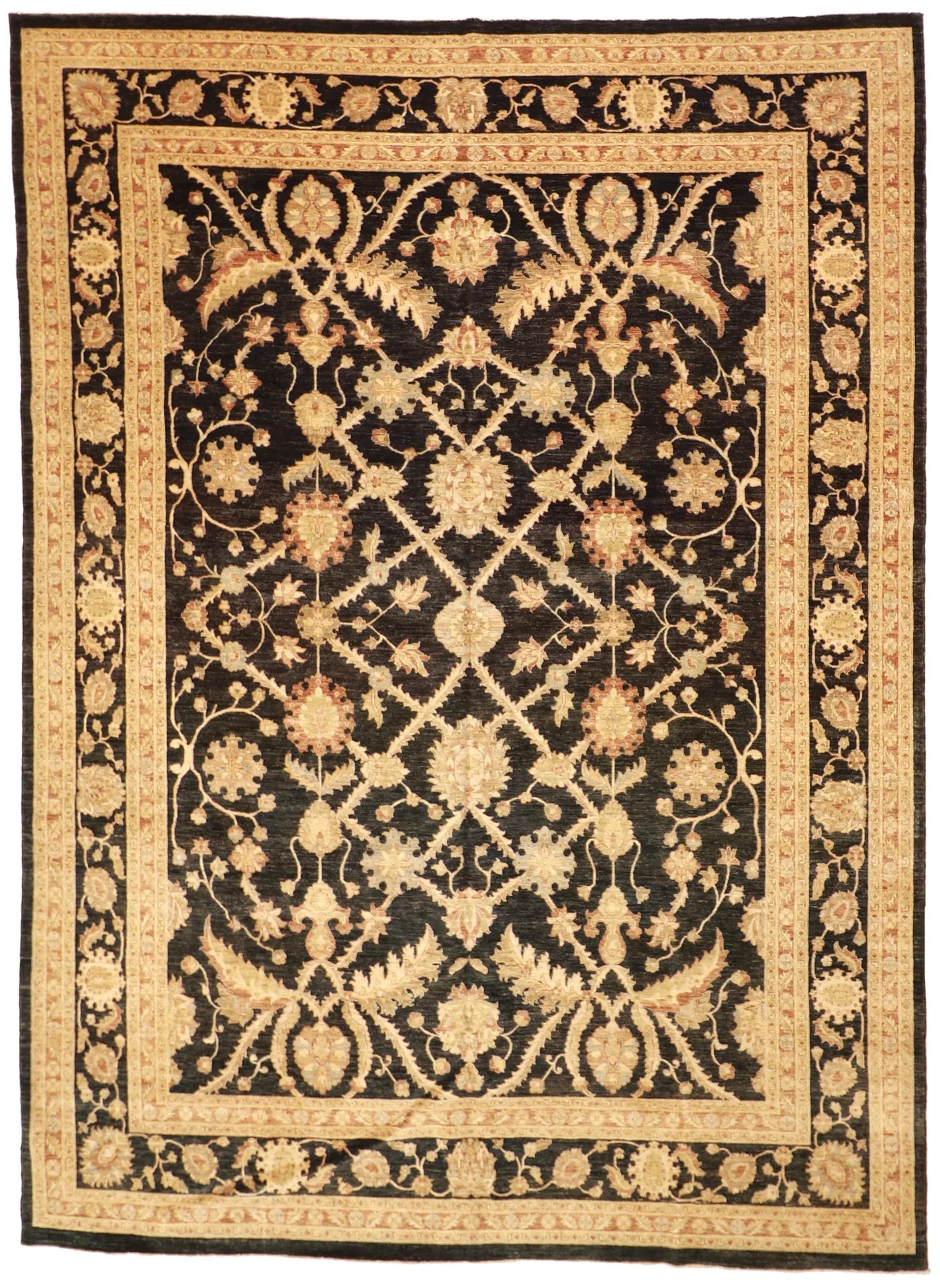 W 9.10 L 13.5 Ziegler 100% Wool Hand-Woven All-Over Design - 55443