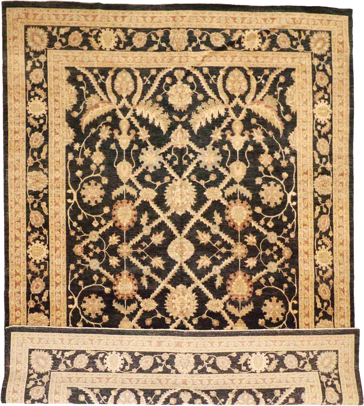 W 9.10 L 13.5 Ziegler 100% Wool Hand-Woven All-Over Design - 55443