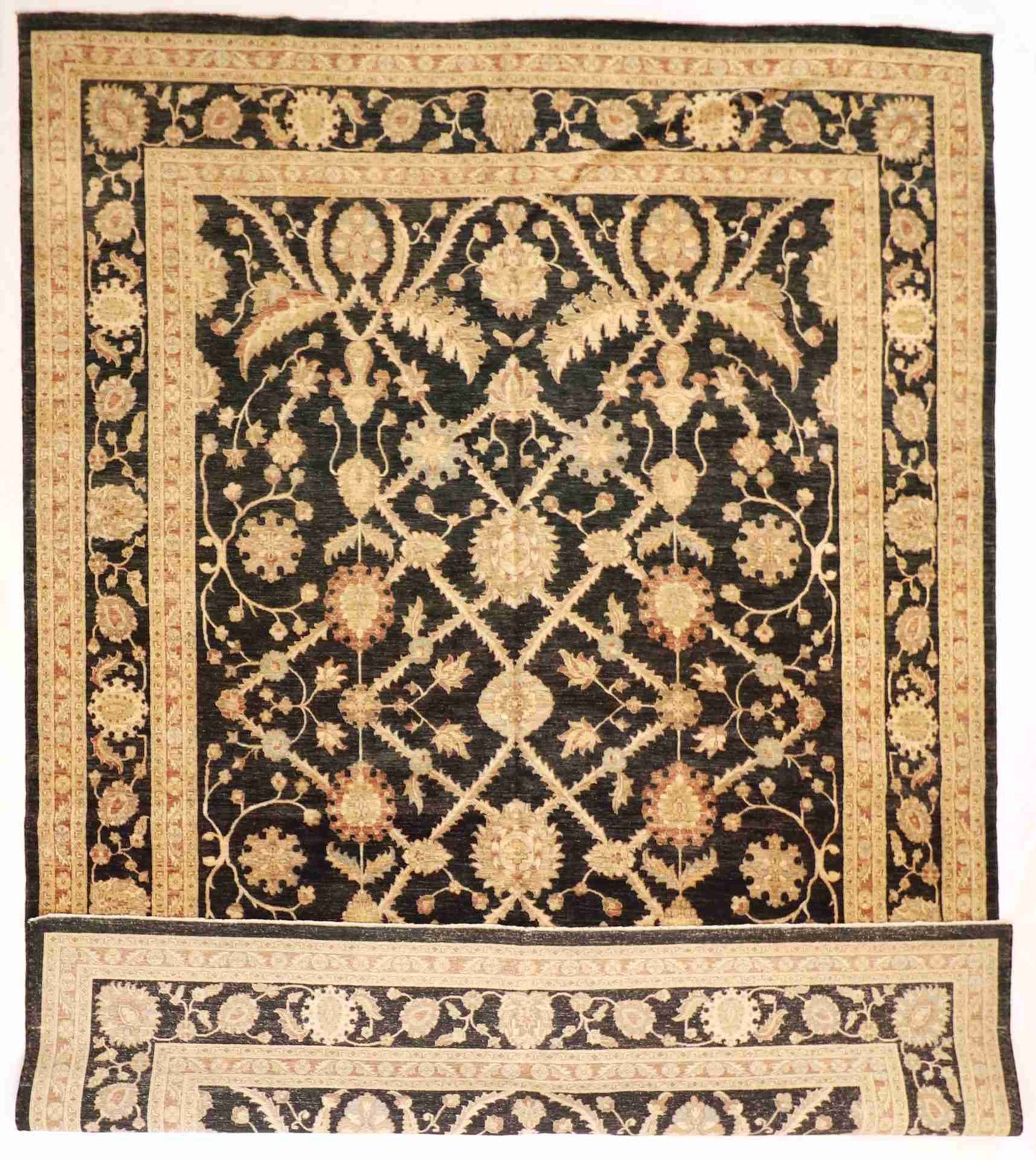 W 9.10 L 13.5 Ziegler 100% Wool Hand-Woven All-Over Design - 55443