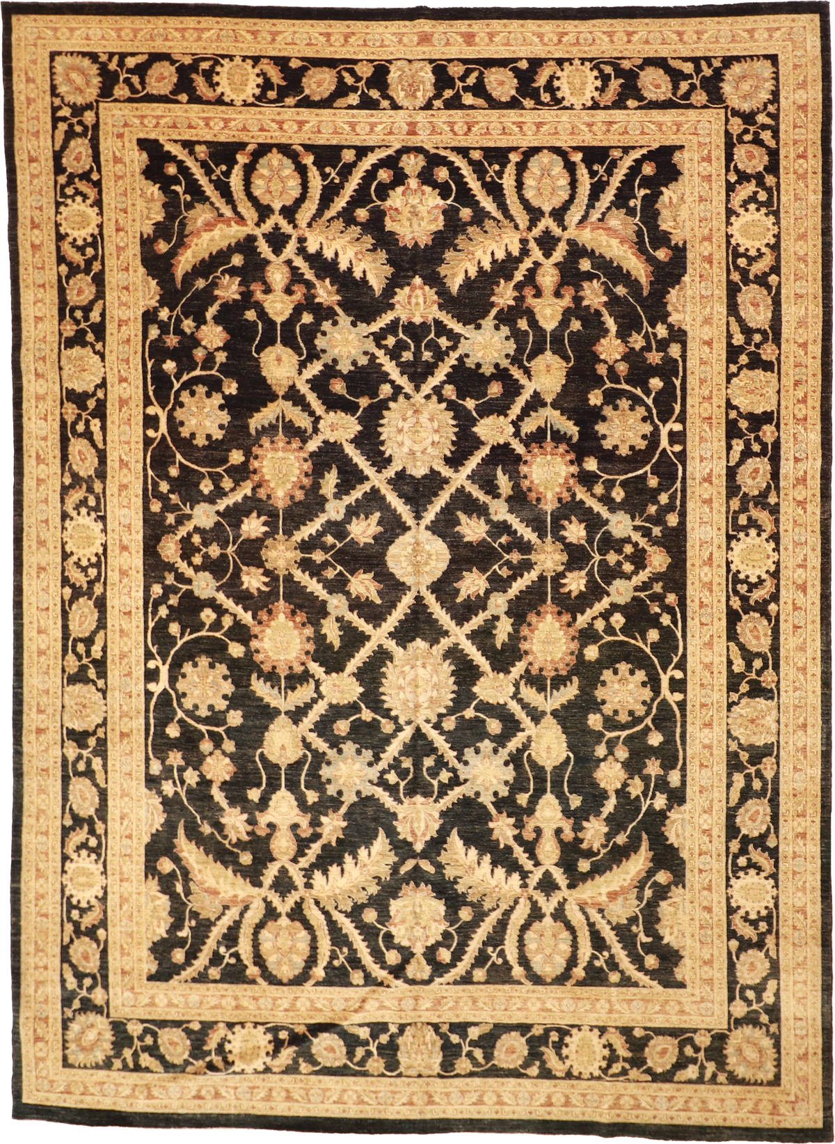 W 9.10 L 13.5 Ziegler 100% Wool Hand-Woven All-Over Design - 55443