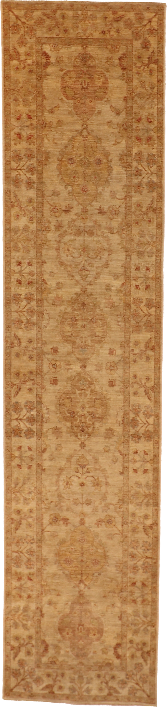 W 3.3 L 14.3 Agra Runner 100% Wool Hand-Woven All-Over Design - 55483