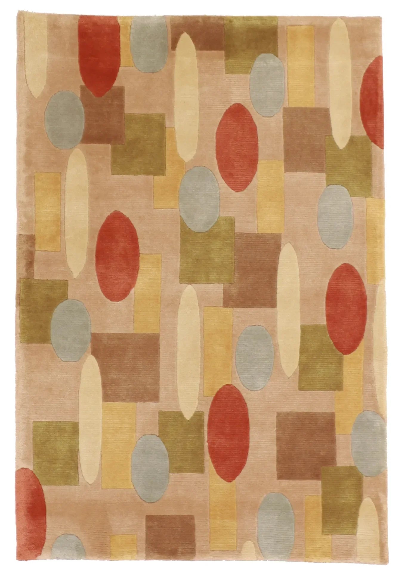 W 4 L 5.9 Modern 100% Wool Hand-Woven All-Over Design - 55616
