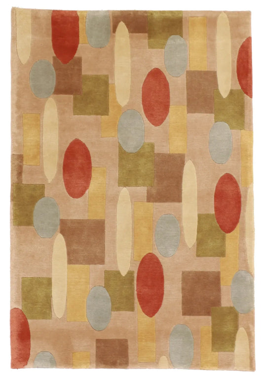 W 4 L 5.9 Modern 100% Wool Hand-Woven All-Over Design - 55616