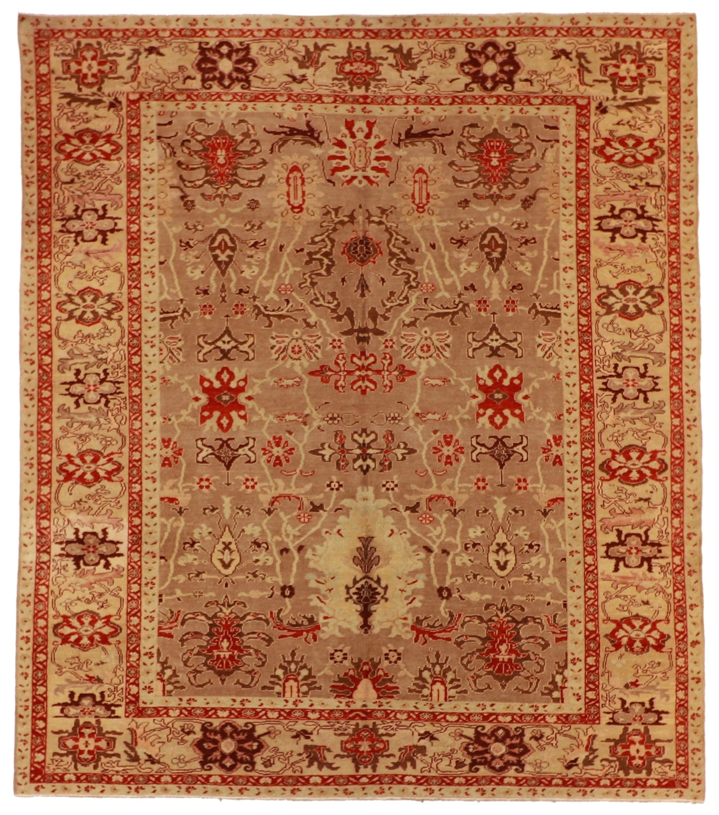 W 8.7 L 9.9 Oushak 100% Wool Hand-Knotted Pile Rug - 55657