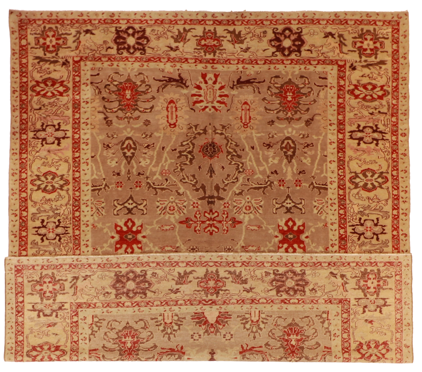 W 8.7 L 9.9 Oushak 100% Wool Hand-Woven All-Over Design - 55657