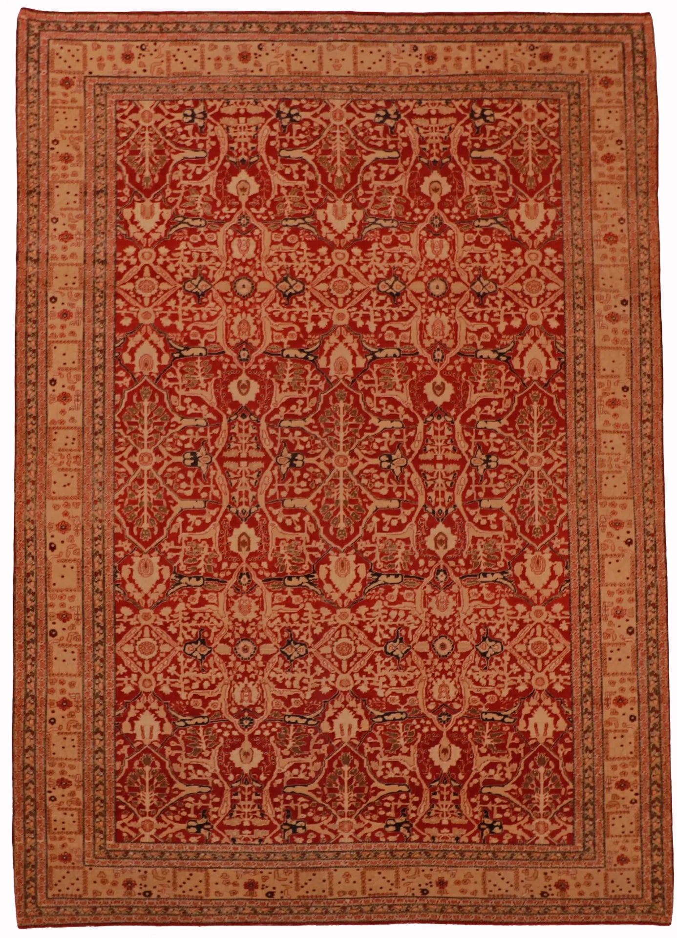 W 9 - L 12.7 - Traditional Wool Hajjallie Rectangle - Hand Woven Rug - 55689