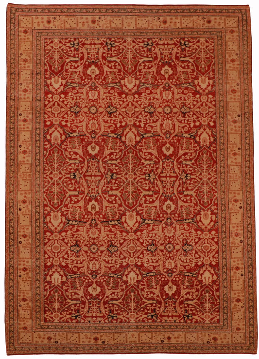 W 9 - L 12.7 - Traditional Wool Hajjallie Rectangle - Hand Woven Rug - 55689
