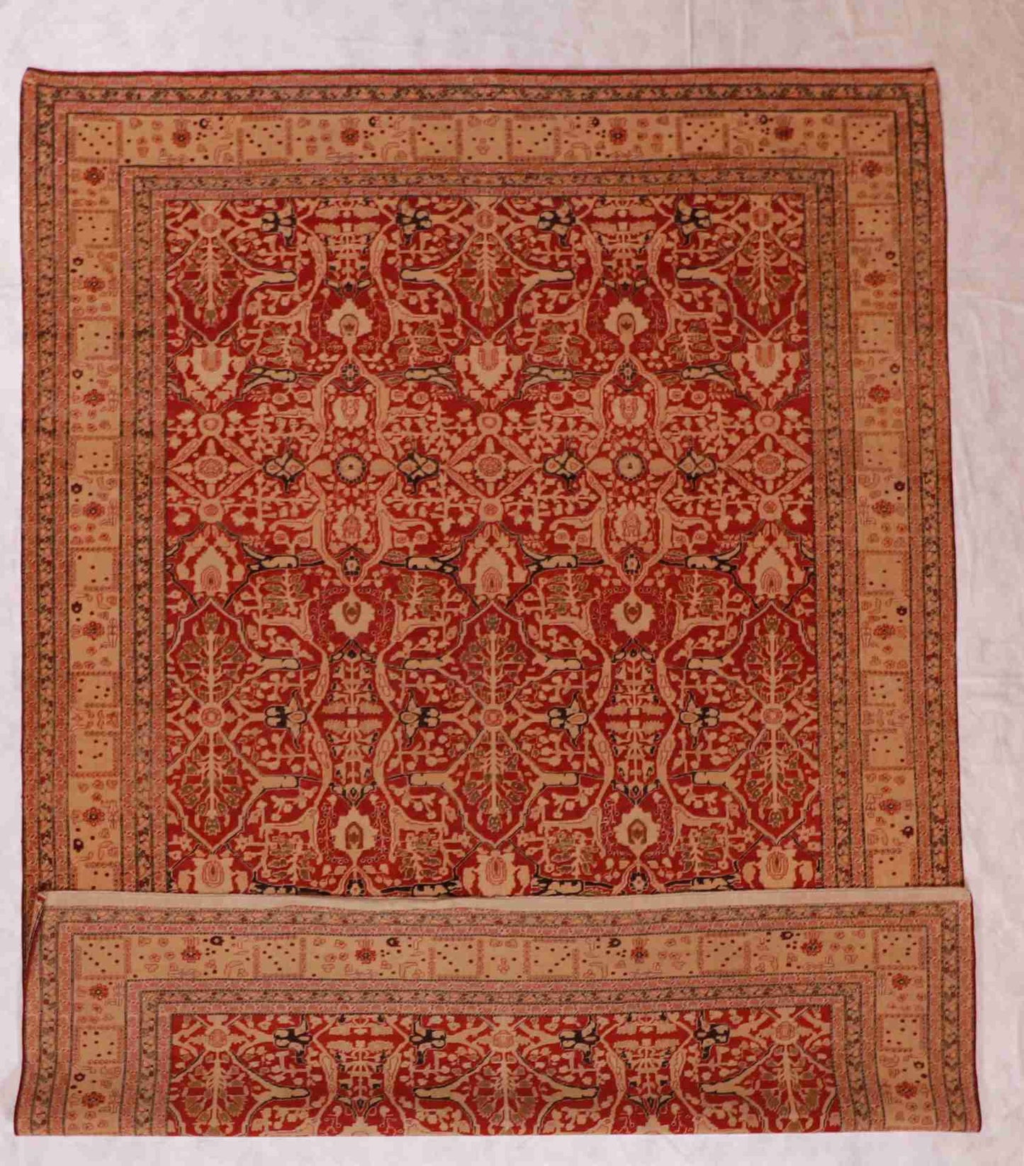 W 9 - L 12.7 - Traditional Wool Hajjallie Rectangle - Hand Woven Rug - 55689