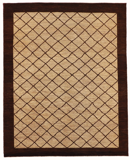 8 x 9.1 - Modern Wool Contemporary Rectangle - Finest Hand-Knotted Quality Wool — 55764