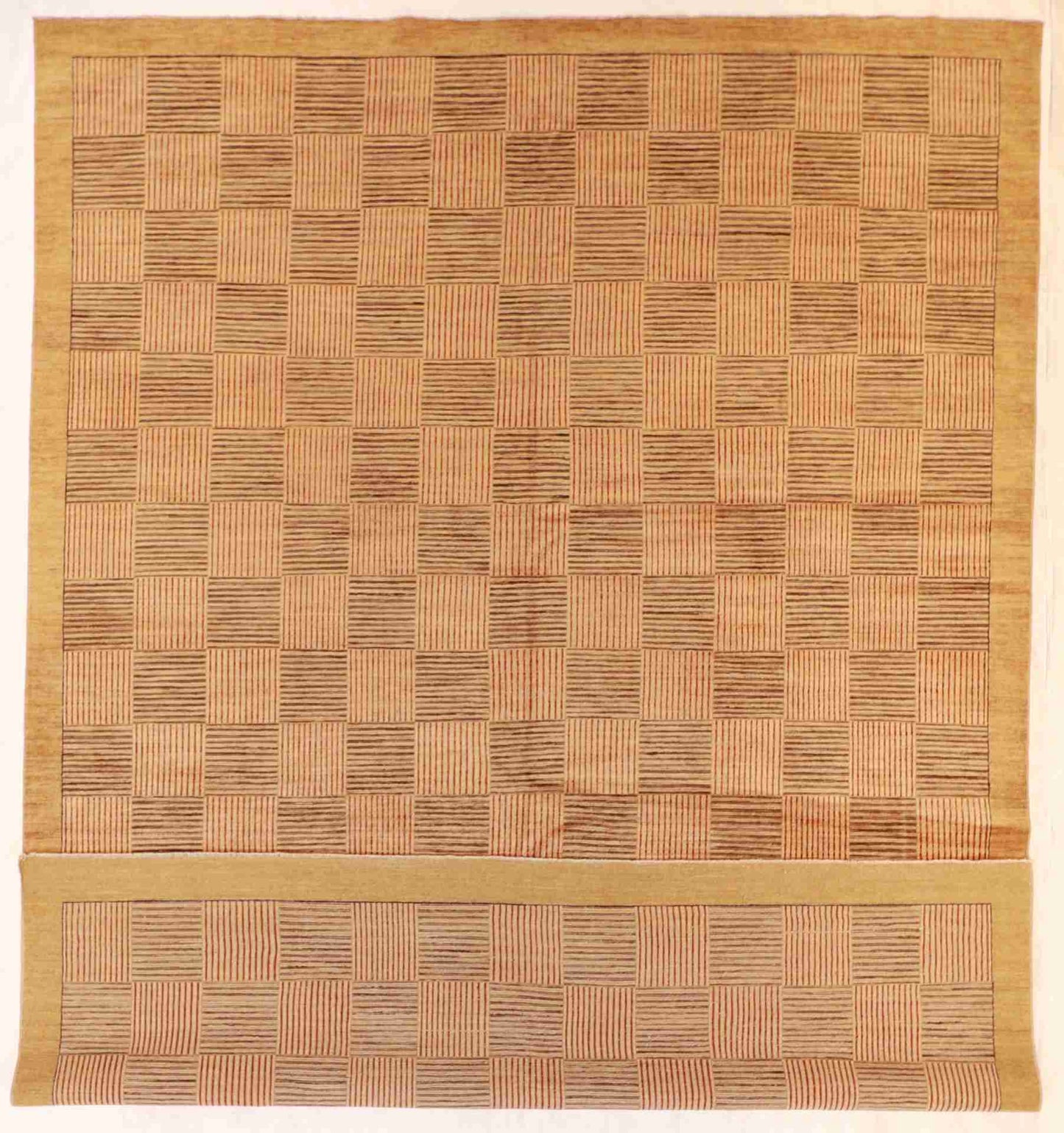 W 10 - L 13.3 - Modern Fine All Over Rectangle - Finest Hand-Knotted Quality Wool - 55780