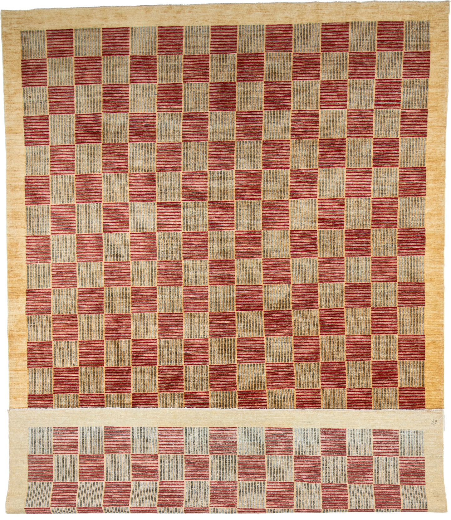 W 8.7 L 12.1 Modern 100% Wool Hand-Woven All-Over Design - 55781