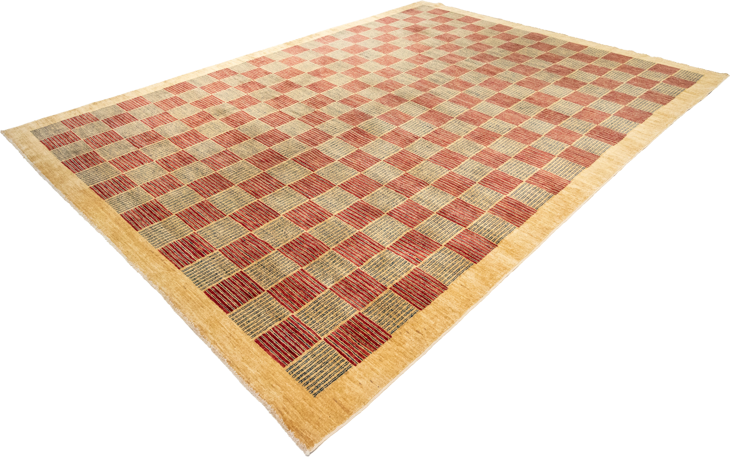 W 8.7 L 12.1 Modern 100% Wool Hand-Woven All-Over Design - 55781