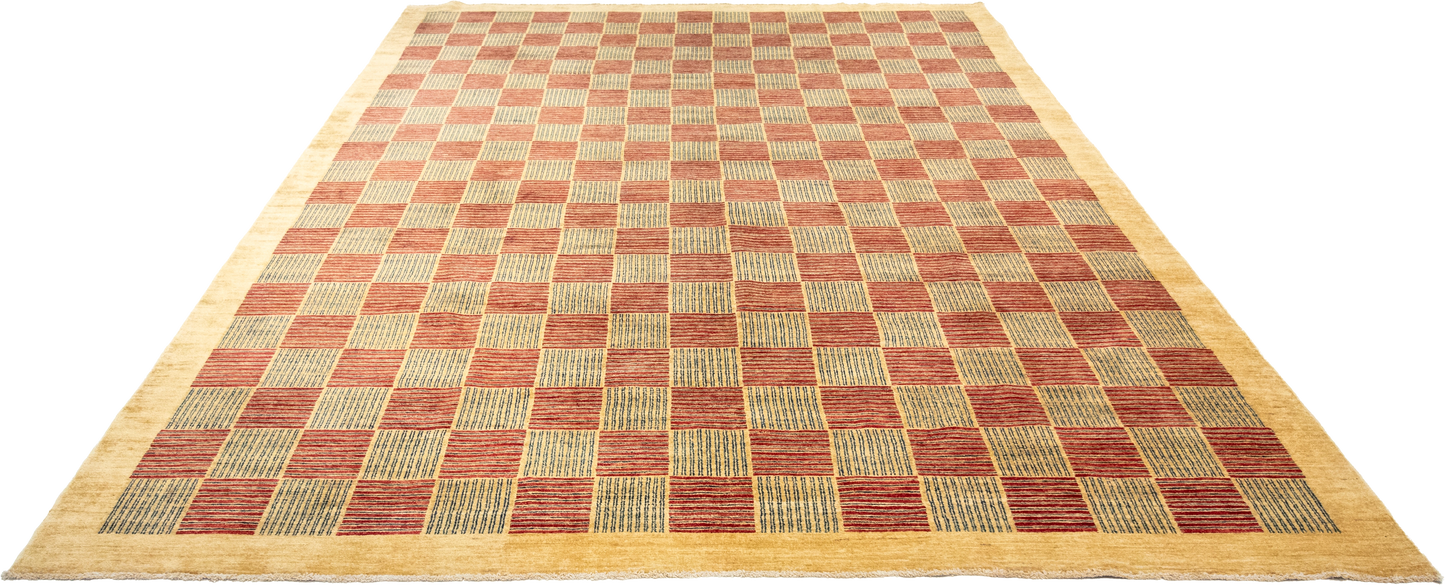 W 8.7 L 12.1 Modern 100% Wool Hand-Woven All-Over Design - 55781