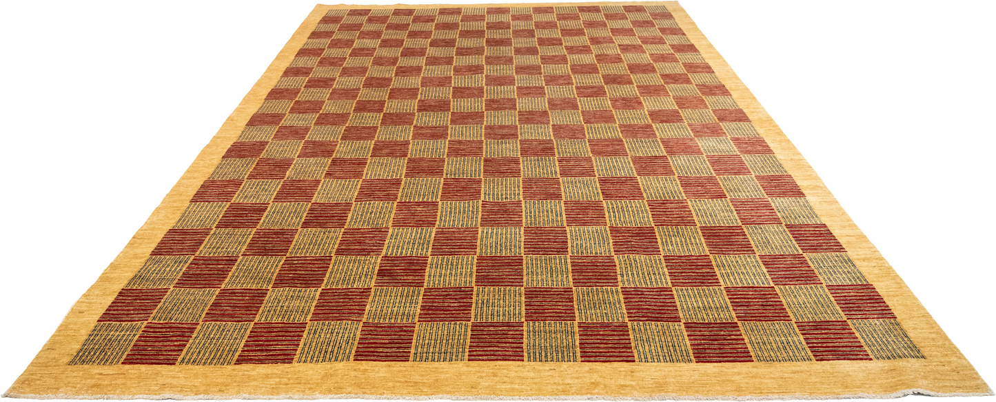 W 8.7 L 12.1 Modern 100% Wool Hand-Woven All-Over Design - 55781