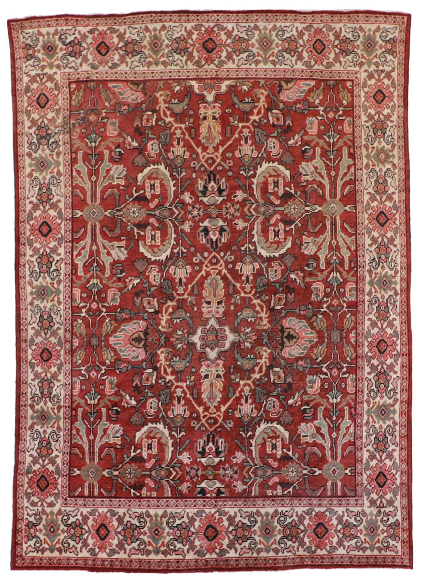W 7.4 L 10.3 Ziegler Mahal 100% Wool Hand-Woven All-Over Design - 55792