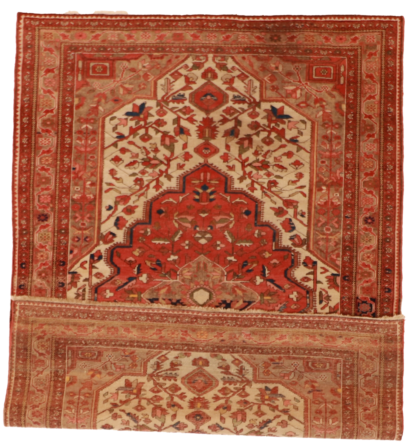 W 4.8 L 6.6 Farahan Antique 100% Wool Hand-Woven Geometric Design - 55798