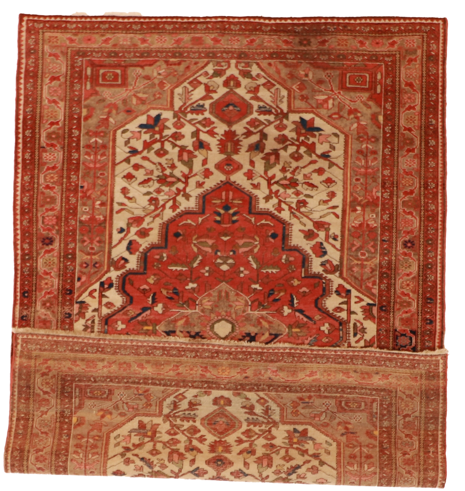 W 4.8 L 6.6 Farahan Antique 100% Wool Hand-Woven Geometric Design - 55798