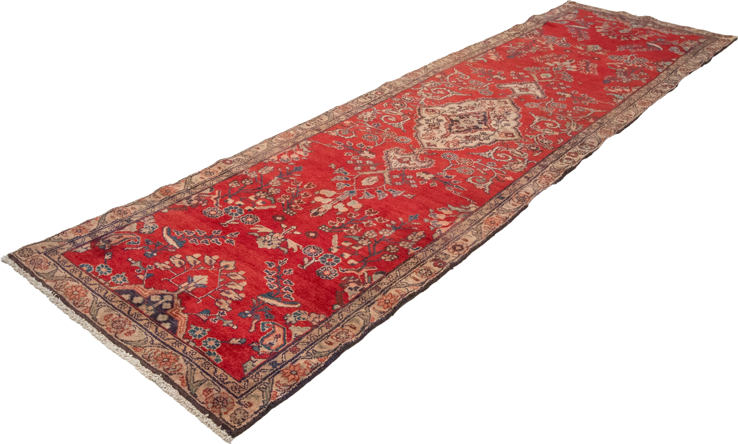 W 3.3 - L 12.2 - Hamadan Fine All Over Rectangle - Hand Woven Rug - 55815