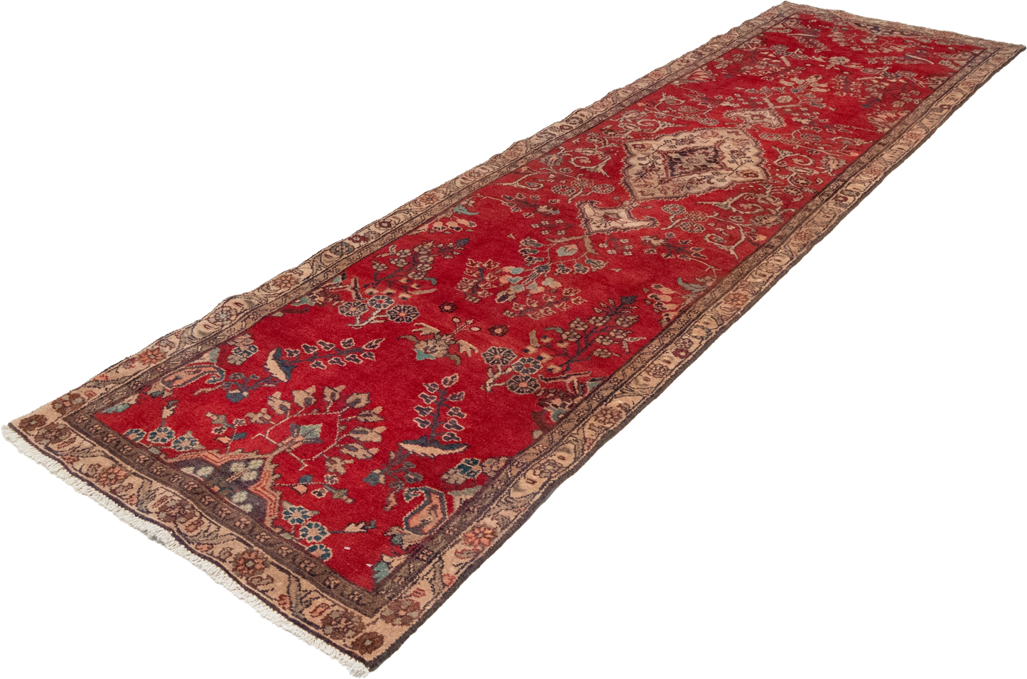 W 3.3 - L 12.2 - Hamadan Fine All Over Rectangle - Hand Woven Rug - 55815