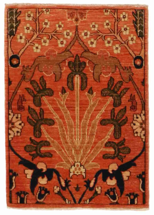 2 x 3 - Tabriz Wool Floral Rectangle - Finest Hand-Knotted Quality Wool — 55822