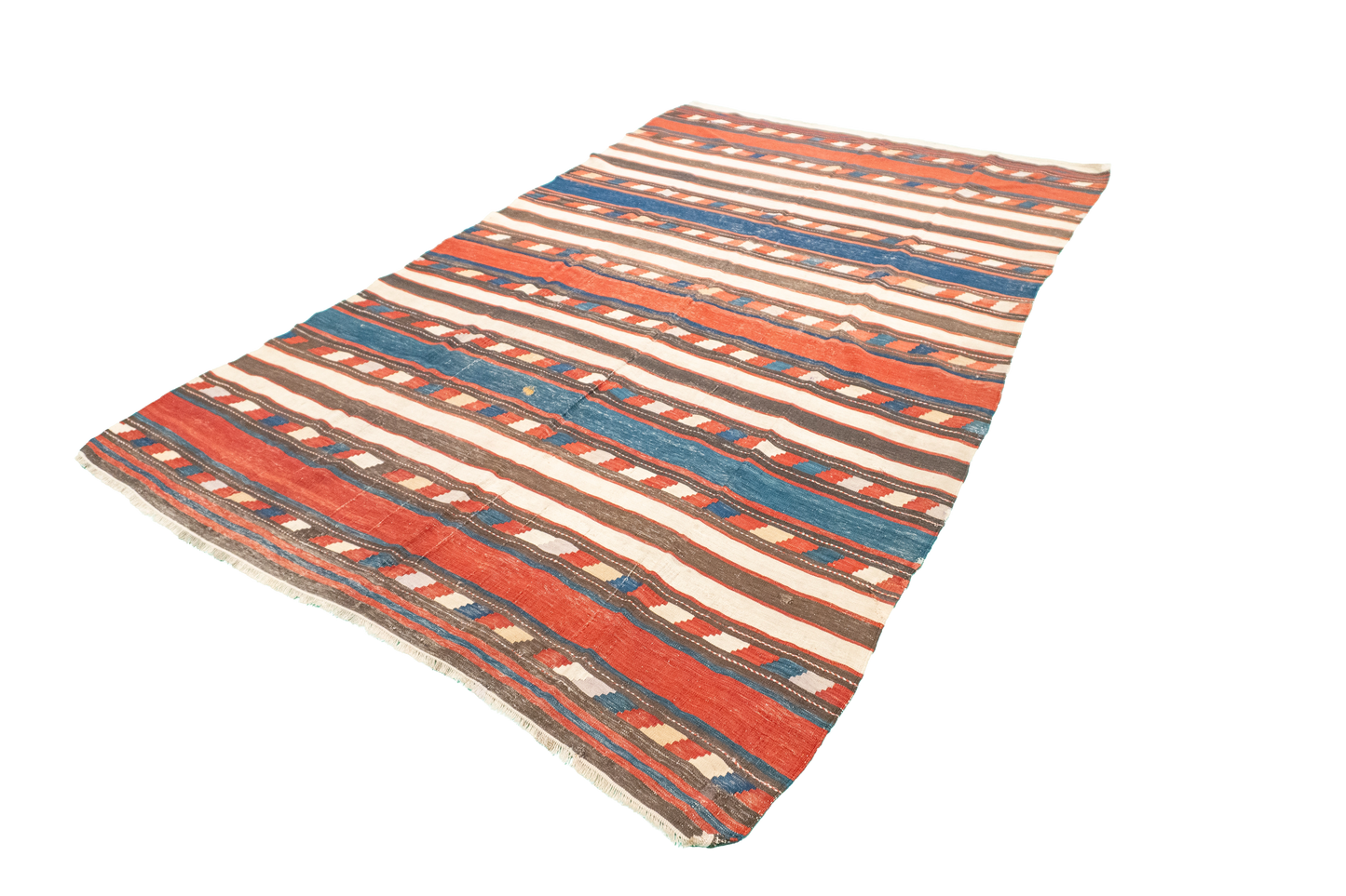 W 5 L 7.9 Kilim 100% Wool Hand-Woven Geometric Design - 55826